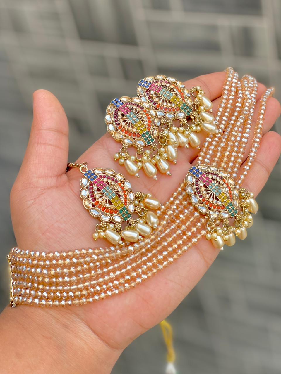 Reverse Ad Chokker With Beautiful Earrings And Tika